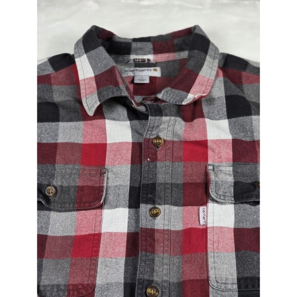 Carhartt Red‎ Black Checker Heavy Flannel Men's Size Large - Picture 1 of 7
